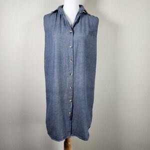 ATUN All Things Uber Nice Shirt Dress Womens Small Chambray Denim Western Beachy